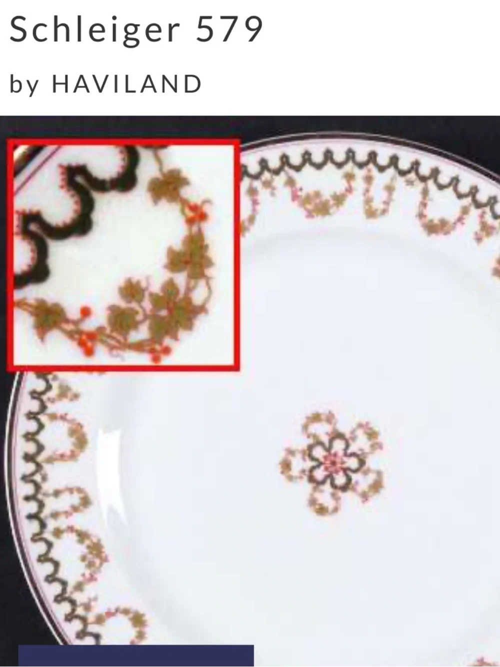 Antique Haviland Limoges Schleiger 579 7.5” Salad Plate Green Red Gold